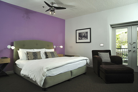 The best room in the Eo Inn in downtown Orlando, overlooking Lake Eola.